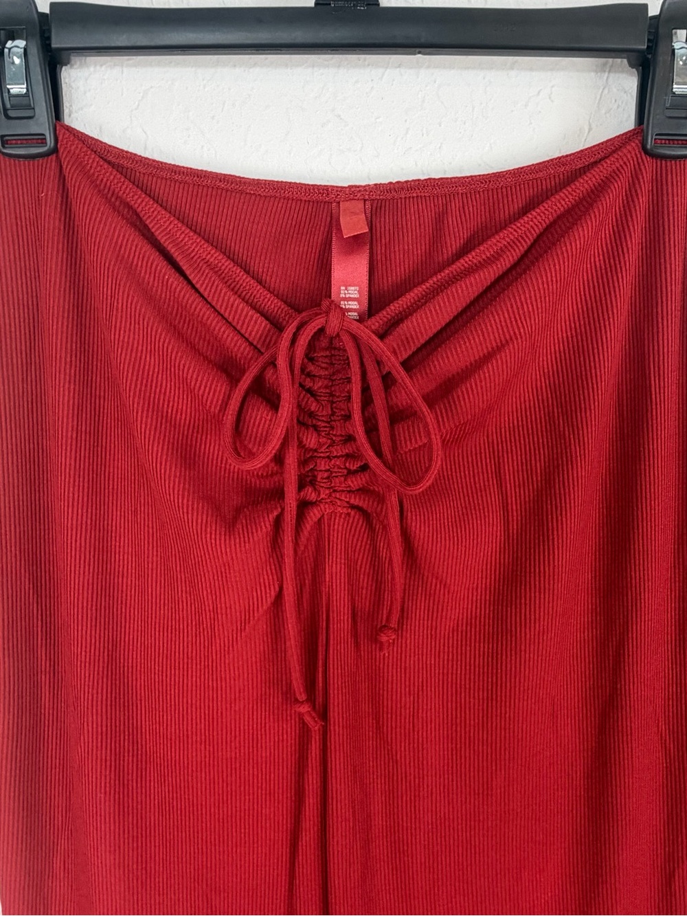 Skims Set Sz L Tie Front Top & Flared Leg Pants Ribbed Stretch Modal Loungewear - Picture 4 of 14